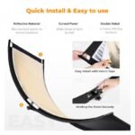 K&F Concept Curved Reflector U-Shape Reflector 180x60cm with 4-in-1 Reflective Fabric