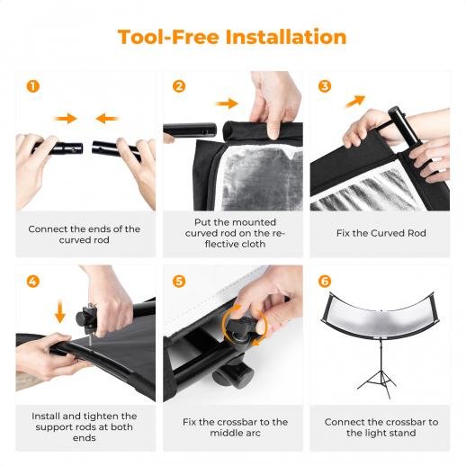 Distributor Lensa dan Aksesoris Fotografi Digital Pratama Retailindo K&F Concept Curved Reflector U-Shape Reflector 180x60cm with 4-in-1 Reflective Fabric