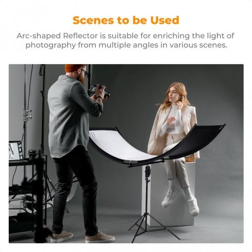 Distributor Lensa dan Aksesoris Fotografi Digital Pratama Retailindo K&F Concept Curved Reflector U-Shape Reflector 180x60cm with 4-in-1 Reflective Fabric