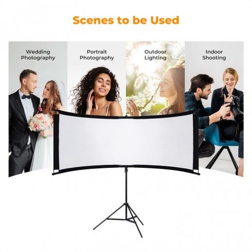 Distributor Lensa dan Aksesoris Fotografi Digital Pratama Retailindo K&F Concept Curved Reflector U-Shape Reflector 180x60cm with 4-in-1 Reflective Fabric