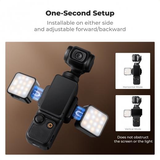 K&F Concept Magnetic Mini Light for DJI Osmo Pocket 3 - 1W USB C Rechargeable Auxiliary LED Fill Lighting