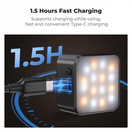K&F Concept Magnetic Mini Light for DJI Osmo Pocket 3 - 1W USB C Rechargeable Auxiliary LED Fill Lighting