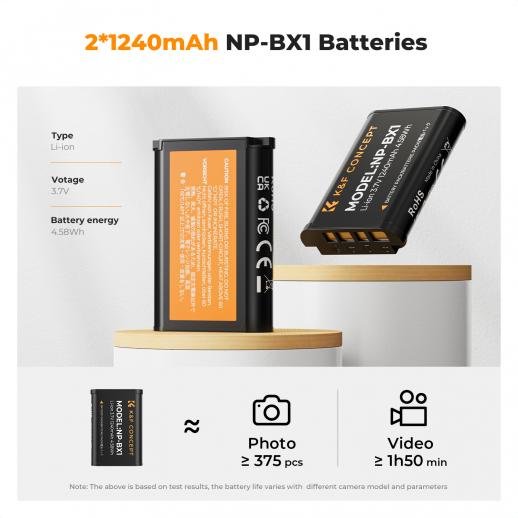 Distributor Lensa dan Aksesoris Fotografi Digital Pratama Retailindo K&F Concept 2-Pack NP-BX1 Battery and Charger Set