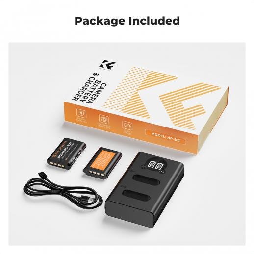 Distributor Lensa dan Aksesoris Fotografi Digital Pratama Retailindo K&F Concept 2-Pack NP-BX1 Battery and Charger Set