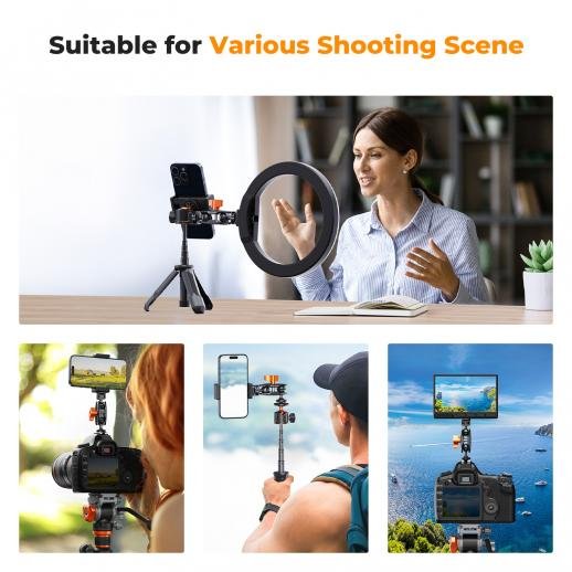 K&F Concept Magic Arm, Multi-Function Double Ball Head with Cold Shoe Mount 1/4" Screw for Super Clamp, Monitor, LED Light