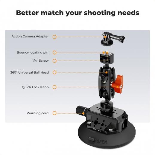 Distributor Lensa dan Aksesoris Fotografi Digital Pratama Retailindo K&F Concept Tripod 4.5" Suction Cup Camera Mount with Double Ball Head Magic Arm