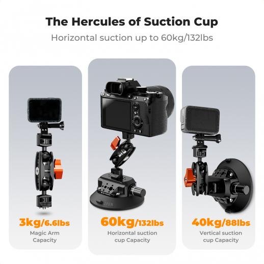 Distributor Lensa dan Aksesoris Fotografi Digital Pratama Retailindo K&F Concept Tripod 4.5" Suction Cup Camera Mount with Double Ball Head Magic Arm