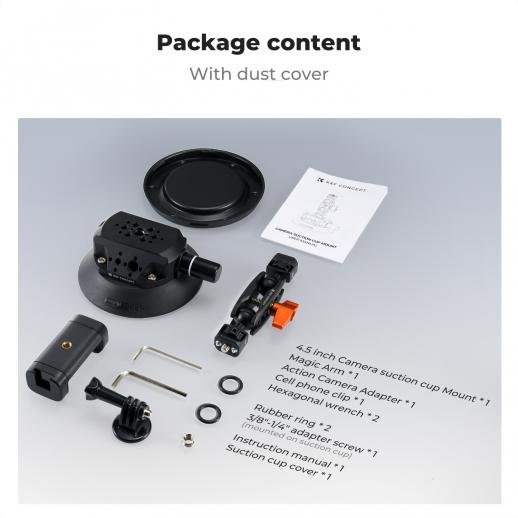 Distributor Lensa dan Aksesoris Fotografi Digital Pratama Retailindo K&F Concept Tripod 4.5" Suction Cup Camera Mount with Double Ball Head Magic Arm