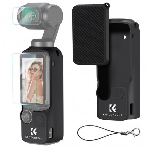 K&F Concept Pocket 3 Silicone Protective Case Set Screen Protector Lens Film Screen Film Suitable for DJI OSMO Pocket 3 Creator Combination Accessories