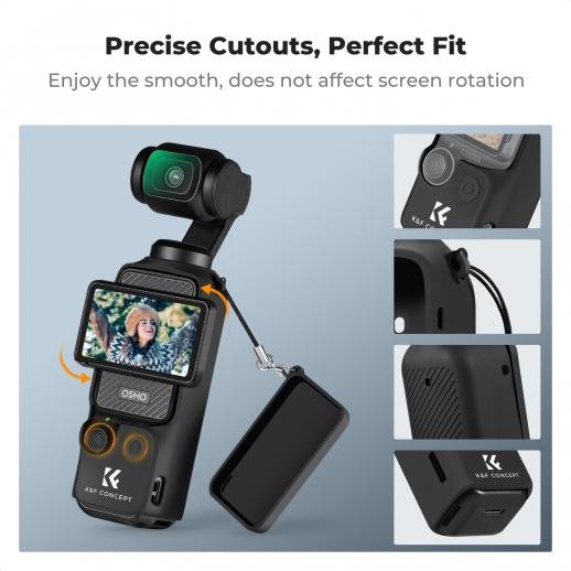 K&F Concept Pocket 3 Silicone Protective Case Set Screen Protector Lens Film Screen Film Suitable for DJI OSMO Pocket 3 Creator Combination Accessories