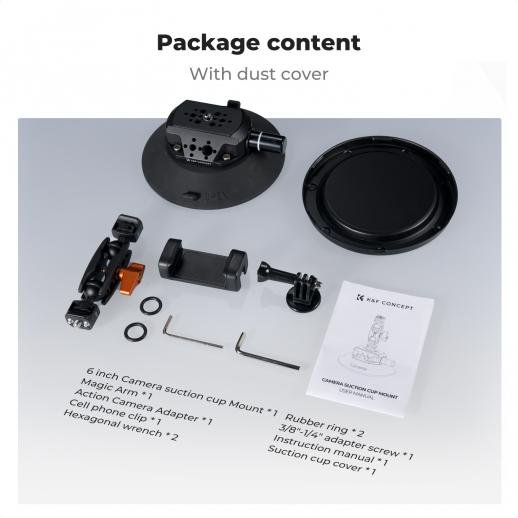 K&F Concept 6" Suction Cup Camera Mount with Magic Arm