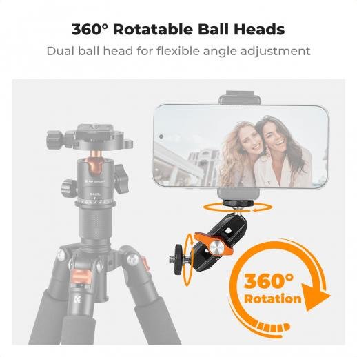 K&F Concept Dual Ball Heads Magic Arm, Articulating Mini Magic Arm with 1/4"-20 Screw
