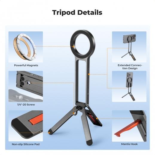 K&F Concept Magnetic Phone Tripod Stand (Gray)