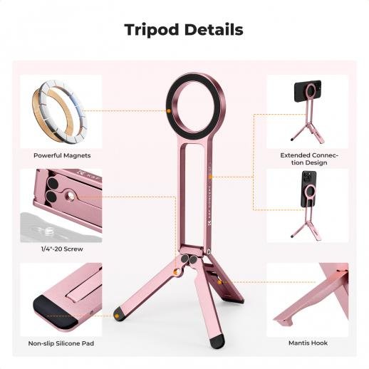 K&F Concept Magnetic Phone Tripod Stand (Pink)