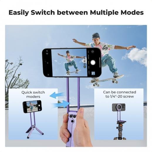 K&F Concept Magnetic Phone Tripod Stand (Purple)