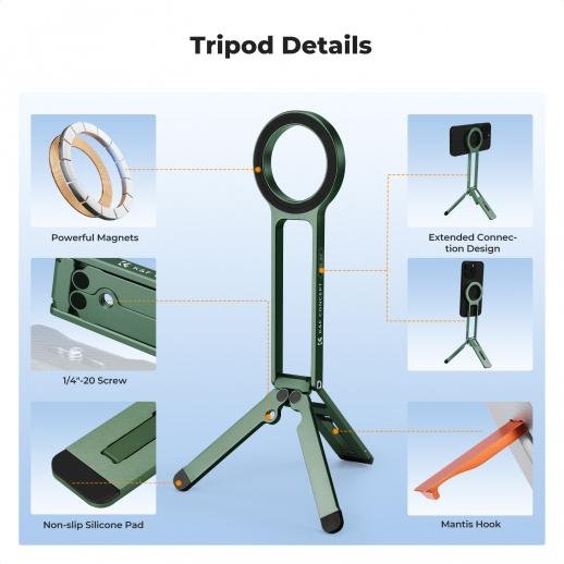 K&F Concept Magnetic Phone Tripod Stand (Green)