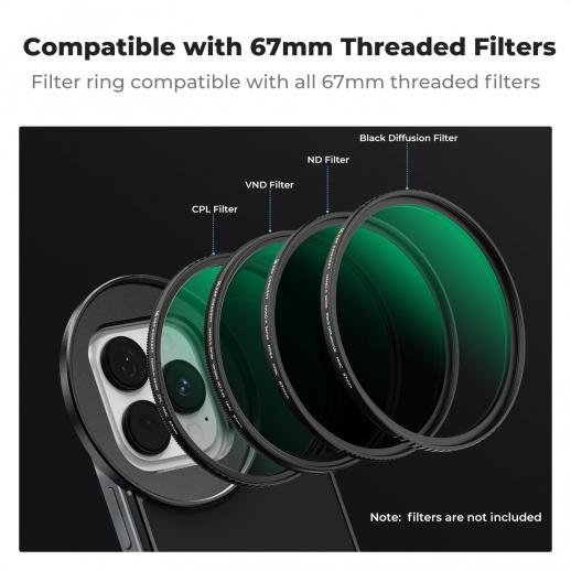 Distributor Lensa dan Aksesoris Fotografi Digital Pratama Retailindo K&F Concept 6.1 inch Magnetic Lens Filter Mount Adapter Compatible with iPhone and 67mm Threaded Filters