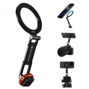 K&F Concept Magnetic Metal Phone Mount with Cold Shoe | Adjustable Rotatable Phone Holder for iPhone 16/15/14/13 Series, Camera Monitoring, Tripod & Stabilizer
