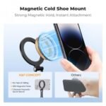 K&F Concept Magnetic Metal Phone Mount with Cold Shoe | Adjustable Rotatable Phone Holder for iPhone 16/15/14/13 Series, Camera Monitoring, Tripod & Stabilizer