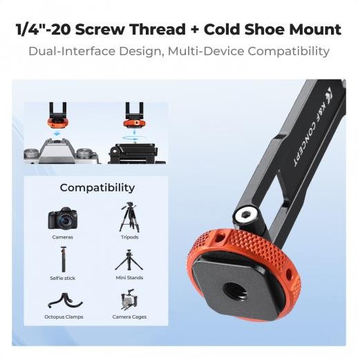 K&F Concept Magnetic Metal Phone Mount with Cold Shoe | Adjustable Rotatable Phone Holder for iPhone 16/15/14/13 Series, Camera Monitoring, Tripod & Stabilizer