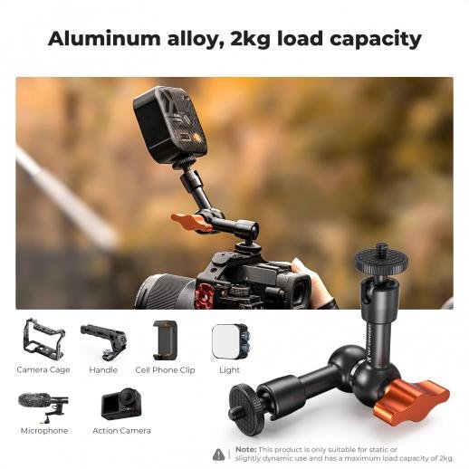 6 Magic Arm Kit 1/4 Screw 360° Ballhead Articulating Mini Arm Mount for Monitor, LED Light, Webcam