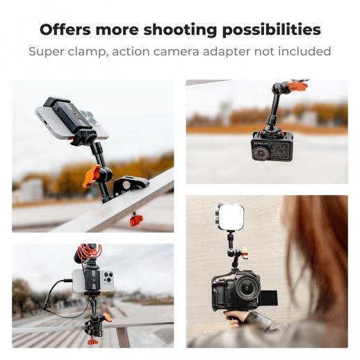 6 Magic Arm Kit 1/4 Screw 360° Ballhead Articulating Mini Arm Mount for Monitor, LED Light, Webcam