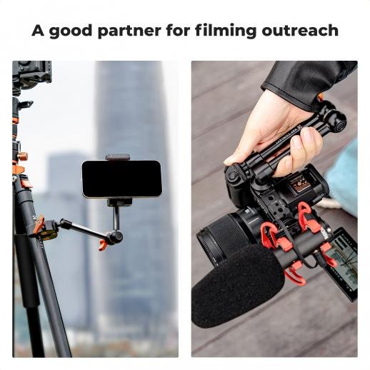 K&F Concept 9.8" Magic Arm Camera Mount with Dual 360° Ball Heads & 1/4" Screw for DSLR, Monitor, LED Light, Flash, Microphone & Camera Cage