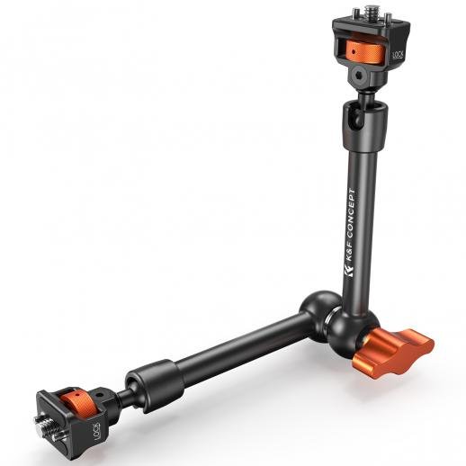 K&F Concept 11" Magic Arm Camera Mount with Dual 360° Ball Heads | 1/4" Screw Articulating Friction Arm for Camera Monitor, LED Light & Camera Rig