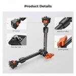 K&F Concept 11" Magic Arm Camera Mount with Dual 360° Ball Heads | 1/4" Screw Articulating Friction Arm for Camera Monitor, LED Light & Camera Rig