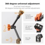 K&F Concept 11" Magic Arm Camera Mount with Dual 360° Ball Heads | 1/4" Screw Articulating Friction Arm for Camera Monitor, LED Light & Camera Rig