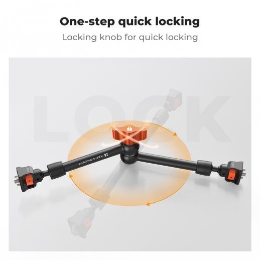 K&F Concept 11" Magic Arm Camera Mount with Dual 360° Ball Heads | 1/4" Screw Articulating Friction Arm for Camera Monitor, LED Light & Camera Rig