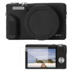 K&F Concept Canon G7X III Silicone Protective Case with Screen Protector Set - Anti-Scratch Shockproof Soft Skin Black