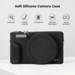 K&F Concept Canon G7X III Silicone Protective Case with Screen Protector Set - Anti-Scratch Shockproof Soft Skin Black