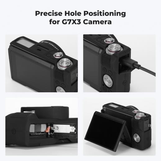 K&F Concept Canon G7X III Silicone Protective Case with Screen Protector Set - Anti-Scratch Shockproof Soft Skin Black
