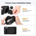 K&F Concept Canon G7X III Silicone Protective Case with Screen Protector Set - Anti-Scratch Shockproof Soft Skin Black