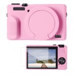 K&F Concept Canon G7X III Silicone Protective Case with Screen Protector Set - Anti-Scratch Shockproof Soft Skin Pink