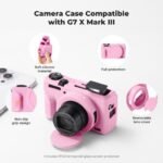 K&F Concept Canon G7X III Silicone Protective Case with Screen Protector Set - Anti-Scratch Shockproof Soft Skin Pink