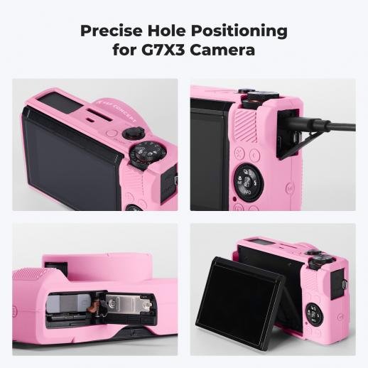 Distributor Lensa dan Aksesoris Fotografi Digital Pratama Retailindo K&F Concept Canon G7X III Silicone Protective Case with Screen Protector Set - Anti-Scratch Shockproof Soft Skin Pink