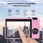 K&F Concept Canon G7X III Silicone Protective Case with Screen Protector Set - Anti-Scratch Shockproof Soft Skin Pink