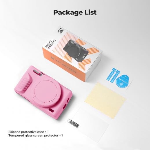 Distributor Lensa dan Aksesoris Fotografi Digital Pratama Retailindo K&F Concept Canon G7X III Silicone Protective Case with Screen Protector Set - Anti-Scratch Shockproof Soft Skin Pink