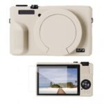 K&F Concept Canon G7X III Silicone Protective Case with Screen Protector Set - Anti-Scratch Shockproof Soft Skin Beige