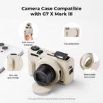 K&F Concept Canon G7X III Silicone Protective Case with Screen Protector Set - Anti-Scratch Shockproof Soft Skin Beige