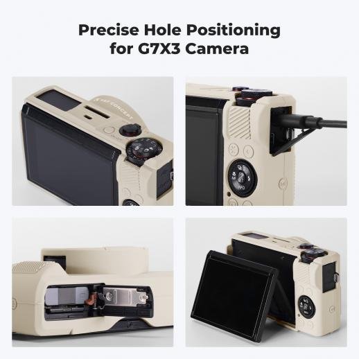 K&F Concept Canon G7X III Silicone Protective Case with Screen Protector Set - Anti-Scratch Shockproof Soft Skin Beige