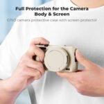 K&F Concept Canon G7X III Silicone Protective Case with Screen Protector Set - Anti-Scratch Shockproof Soft Skin Beige