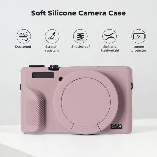 Distributor Lensa dan Aksesoris Fotografi Digital Pratama Retailindo K&F Concept Canon G7X III Silicone Protective Case with Screen Protector Set Anti-Scratch Shockproof Soft Skin Purple