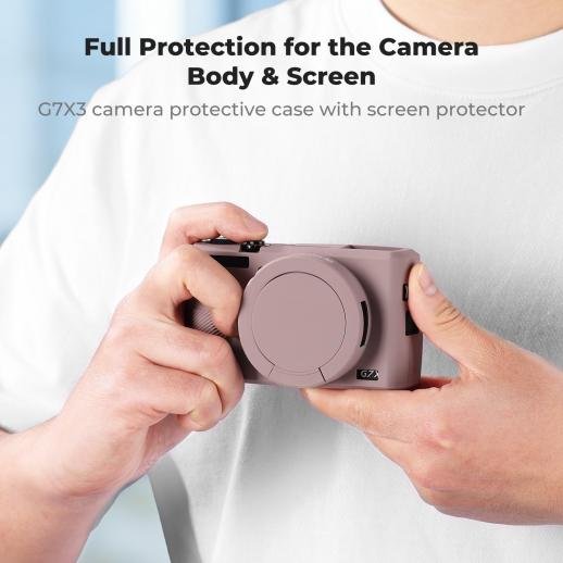Distributor Lensa dan Aksesoris Fotografi Digital Pratama Retailindo K&F Concept Canon G7X III Silicone Protective Case with Screen Protector Set Anti-Scratch Shockproof Soft Skin Purple