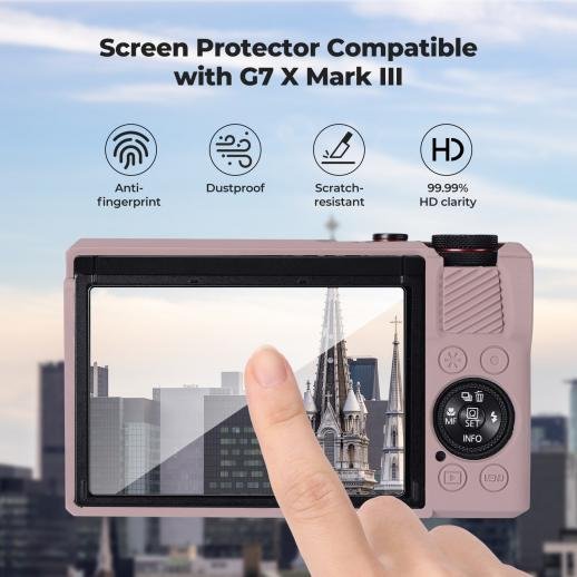 Distributor Lensa dan Aksesoris Fotografi Digital Pratama Retailindo K&F Concept Canon G7X III Silicone Protective Case with Screen Protector Set Anti-Scratch Shockproof Soft Skin Purple