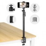 K&F Concept 37-90cm C-Clamp Desktop Stand with Ball Head, Light Stand Adapter, and Phone Holder