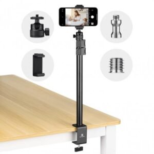 Distributor Lensa dan Aksesoris Fotografi Digital Pratama Retailindo K&F Concept 37-90cm C-Clamp Desktop Stand with Ball Head, Light Stand Adapter, and Phone Holder