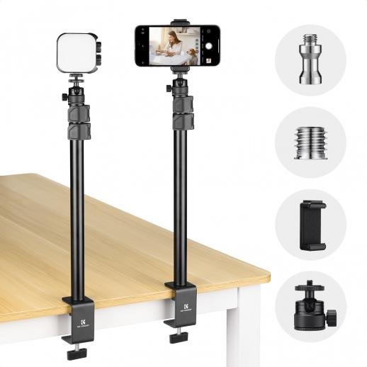 K&F Concept 37- 90cm C-Clamp Desktop Stand (2-Pack) Adjustable Camera & Phone
